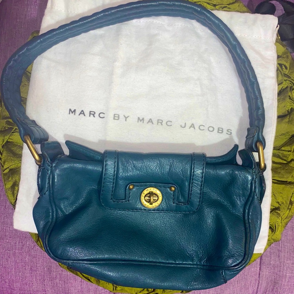Marc Jacobs Teal Green Turn Lock Handbag